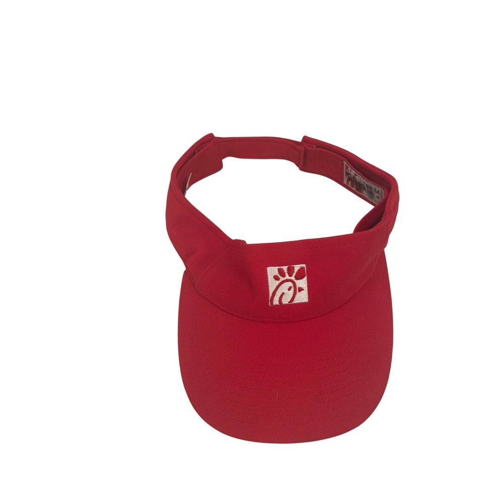 Chick-fil-A Visor Hat OS Red Embroidered Logo Uniform Womens